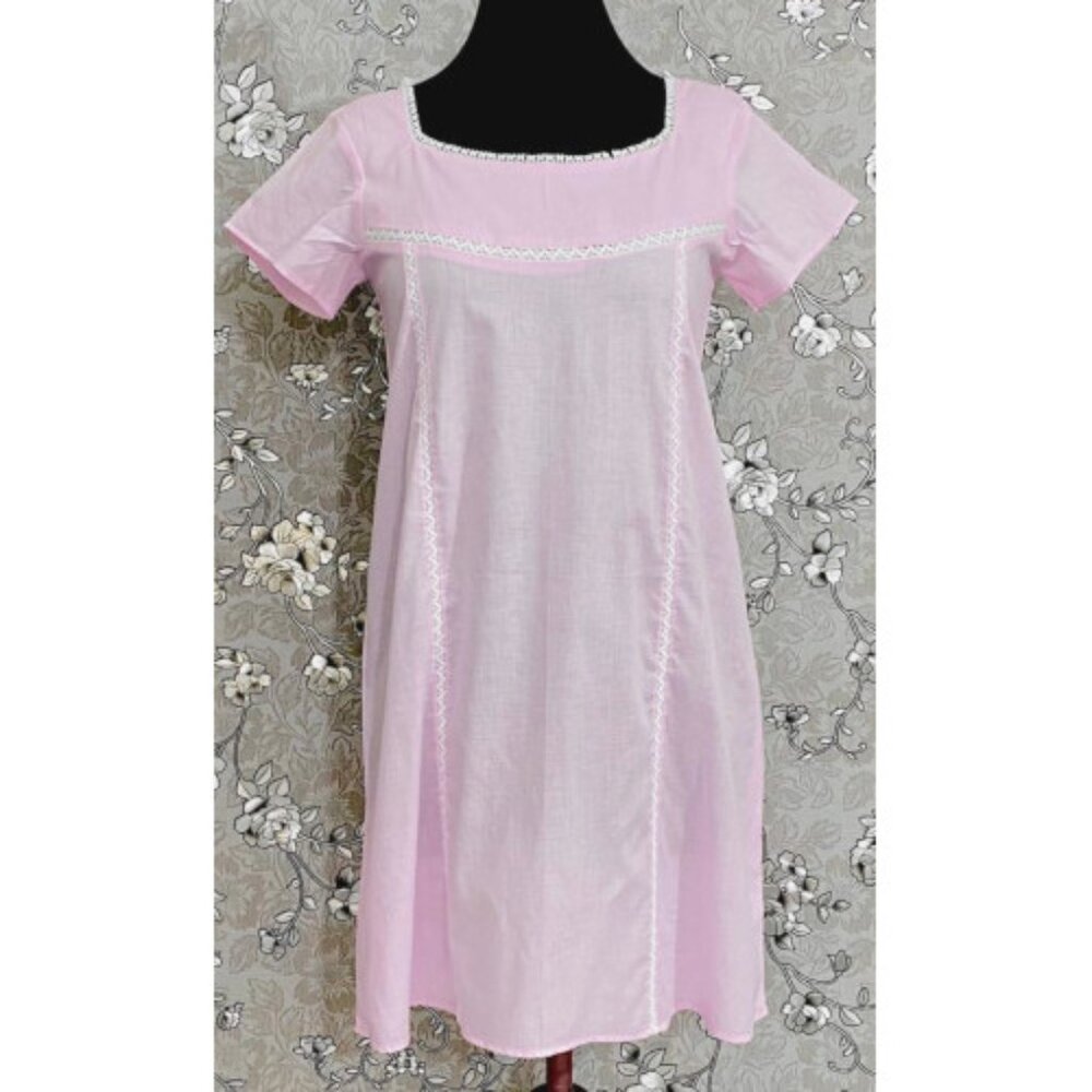 SoieRose SR1093 Women's Sleek Fit 100% Cotton Nightgown - Pink